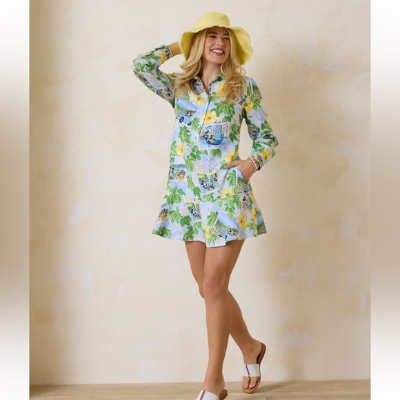 Tommy Bahama x Disney Coastalina 100% Linen Postcard to Paradise Dress size M - Picture 6 of 13